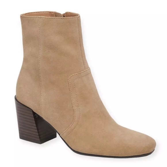 Blondo Shoes - $179 NEW BLONDO Sadie Waterproof Bootie Taupe Suede Size 10 BLOCK HEEL SQAURE